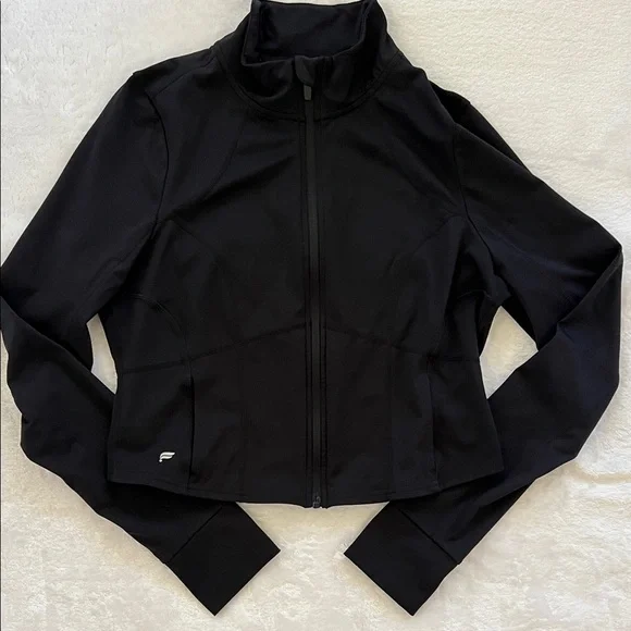 NWOT Fabletics Perfect Storm Cropped Train Jacket, Black - Size L - Picture 3 of 5